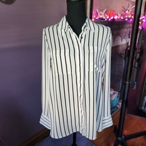 White House Black Market pinstripe blouse.